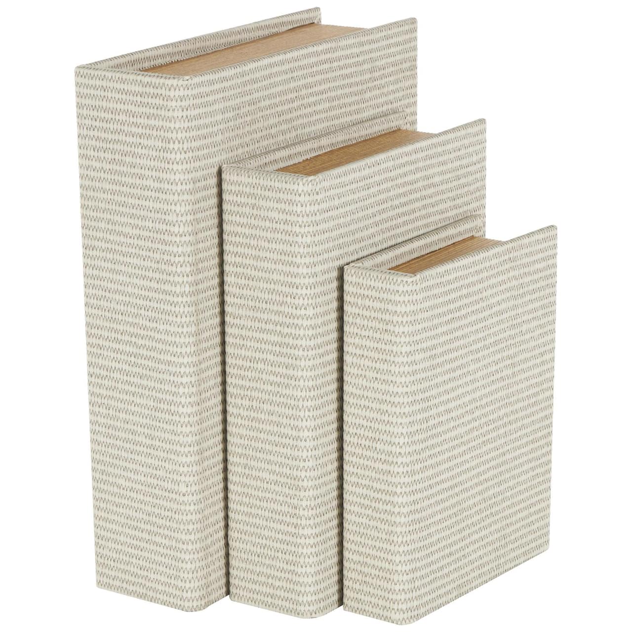 Faux Leather Geometric Woven Grid Book Storage Box Set